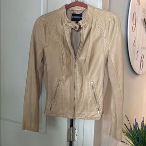 Express Tan Leather Jacket Classic Cut